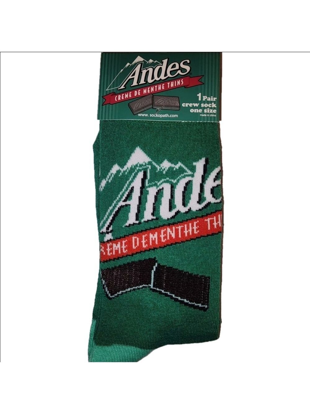 4/$25 Andes Candies Crew Socks Novelty Creme De Menthe Thin Mint New